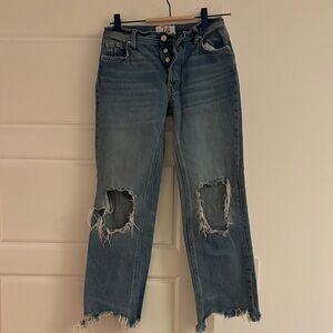 We The Free Distressed Light Blue Straight Leg Jeans